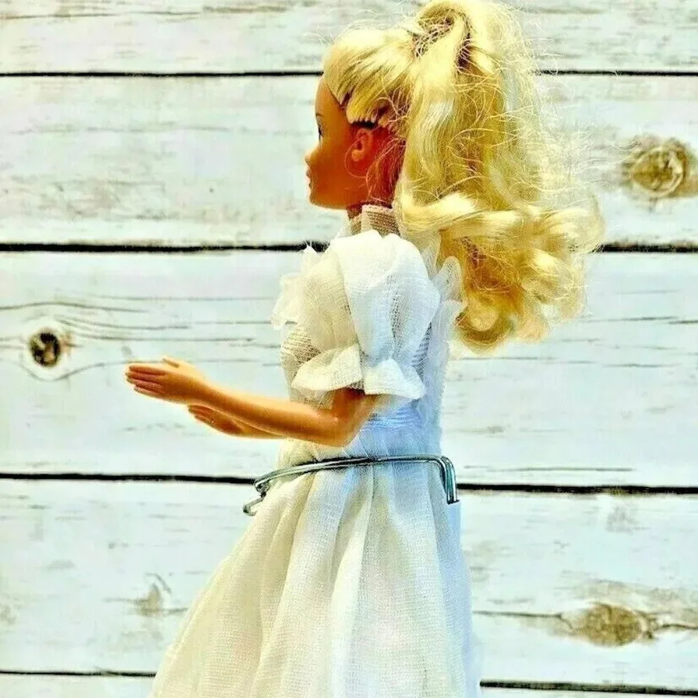 MATTEL BARBIE Doll Blond Hair Blue Eyes White Dress 12" Tall Used - Picture 3 of 11